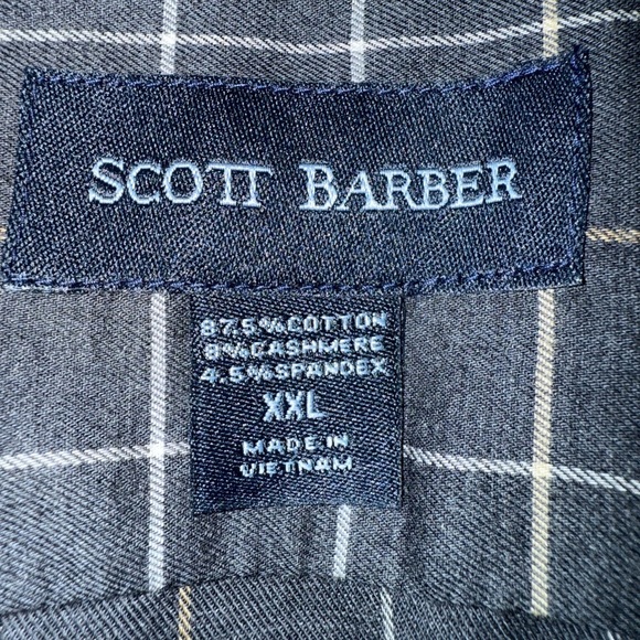 Scott Barber Men’s XXL Windowpane Check Shirt Cotton Cashmere Blend - Picture 2 of 9